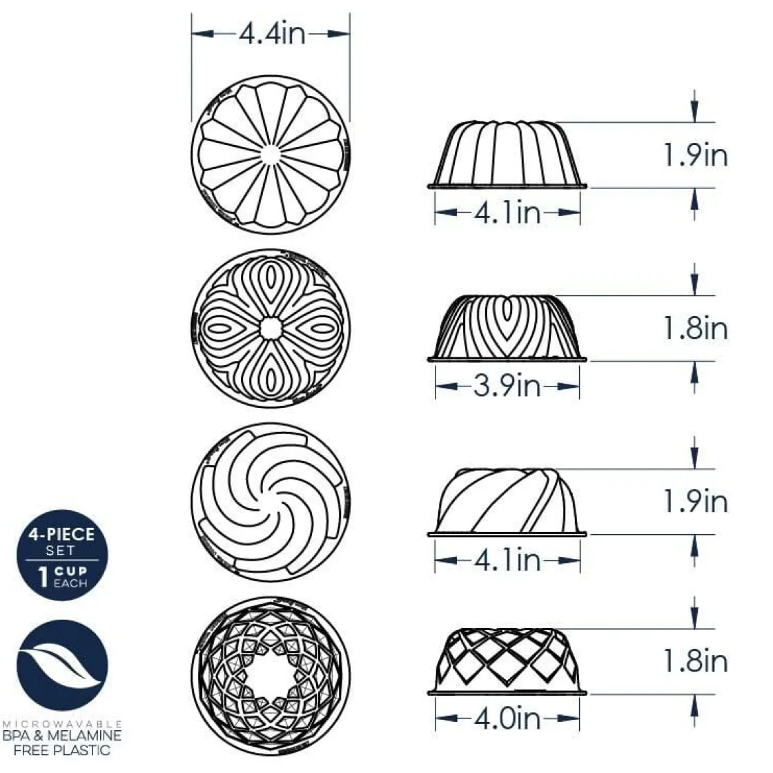 Nordic Ware Kunststof Mini Bundt Set/2* Speciale Bakvormen