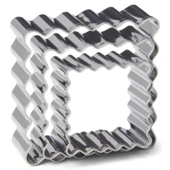 Patisse Uitsteker Ribbel Vierkant RVS Set/3* Figuur Stekers