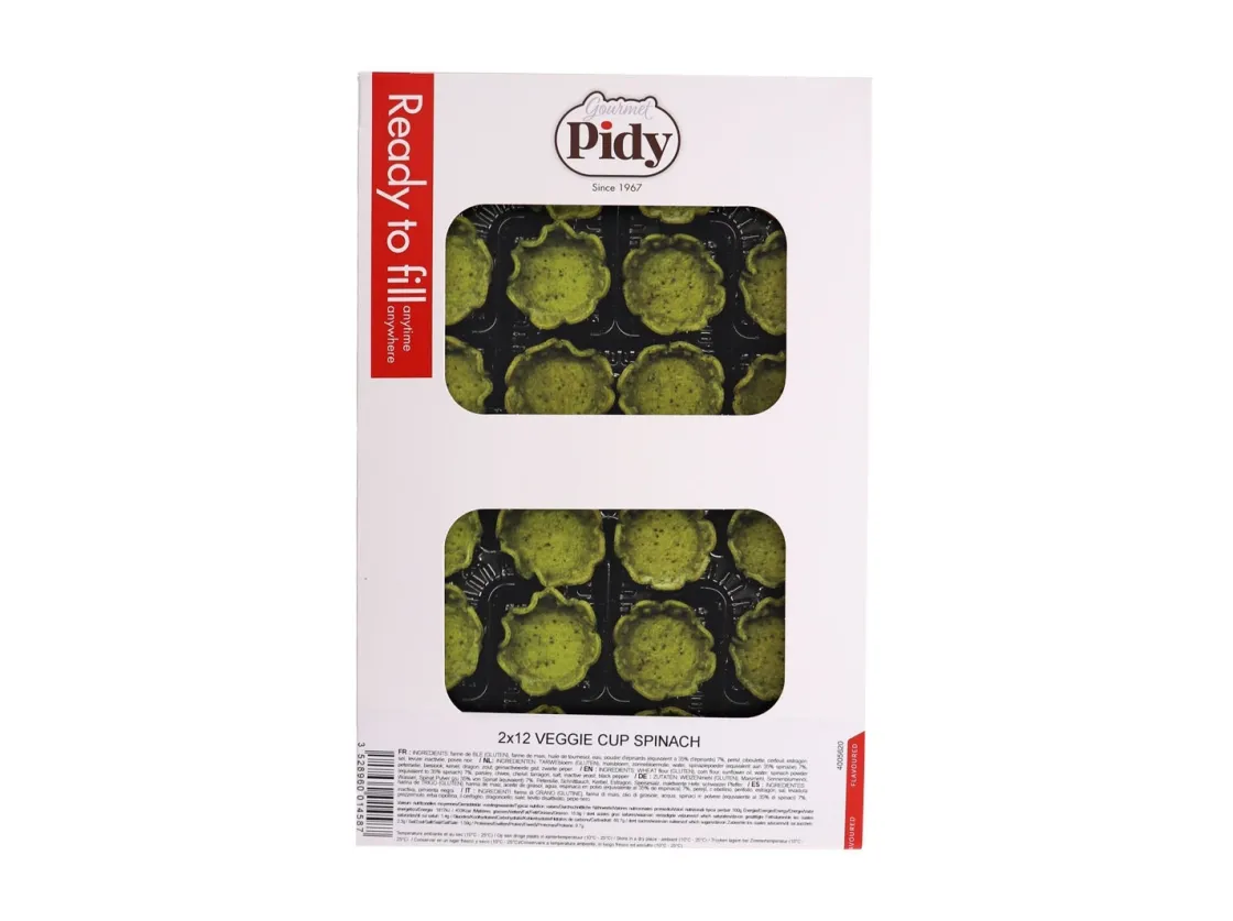 Pidy Veggie Cups Spinazie Ø3,3cm (24 st.)* Halffabricaten