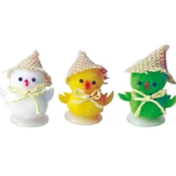 Overig Pluche Decoratie Kuiken met Hoed Ass. 4,5cm 36st.*** Prikkers En Ringen