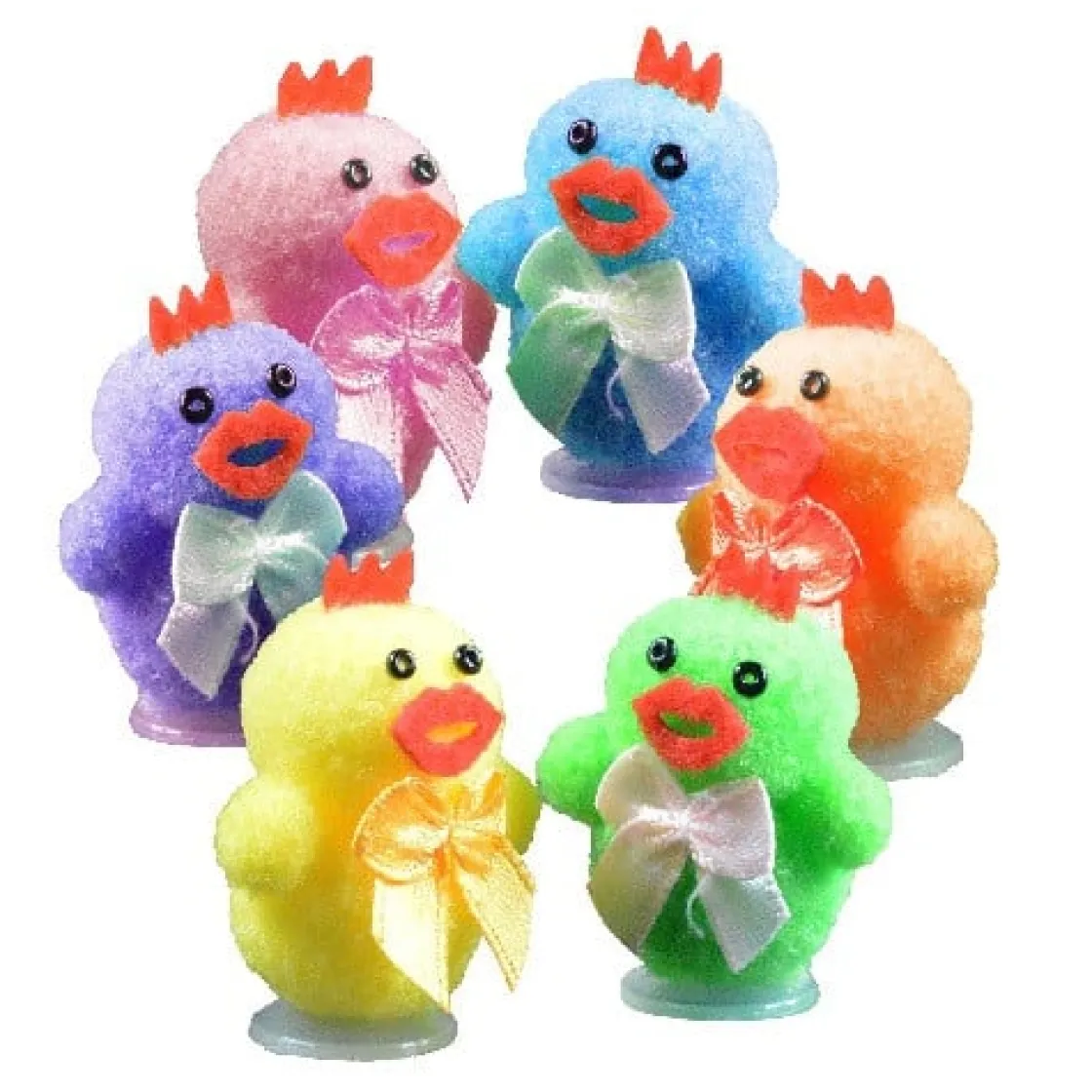 Overig Pluche Decoratie Kuikens Gekleurd Met Strik 4cm, 24 stuks* Prikkers En Ringen