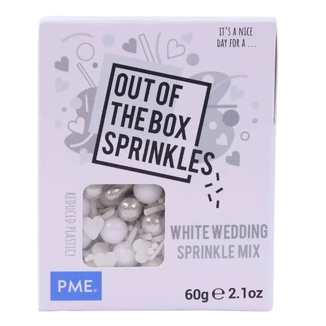 PME Bruiloft Wit Sprinkle Mix (Out of the Box) 60g* Eetbare Strooisels