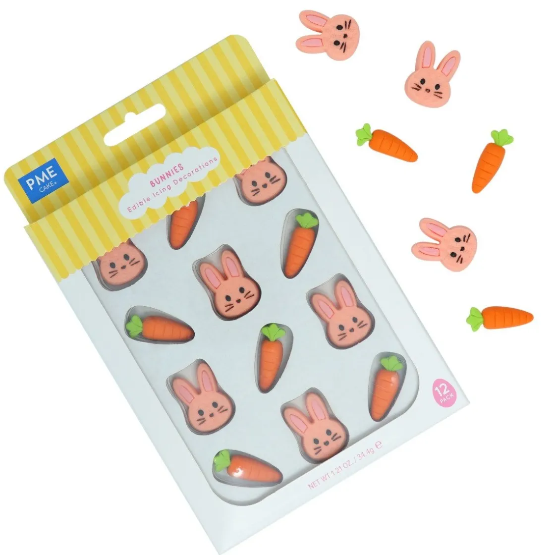 PME Suikerdecoratie Paashaas / Wortel 12st.* Figuur Decoraties