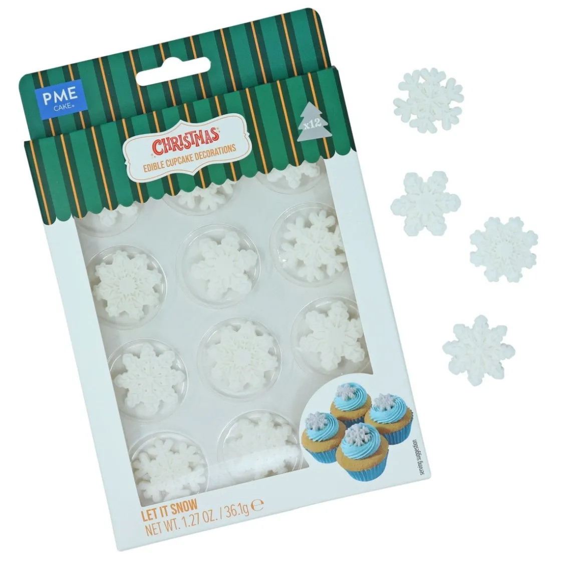 PME Suikerdecoratie Sneeuwvlokken 12st.* Figuur Decoraties
