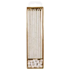 PME Taartkaarsjes Glitter Wit Extra Lang (15cm) Set/16* Kaarsjes En Vuurwerk