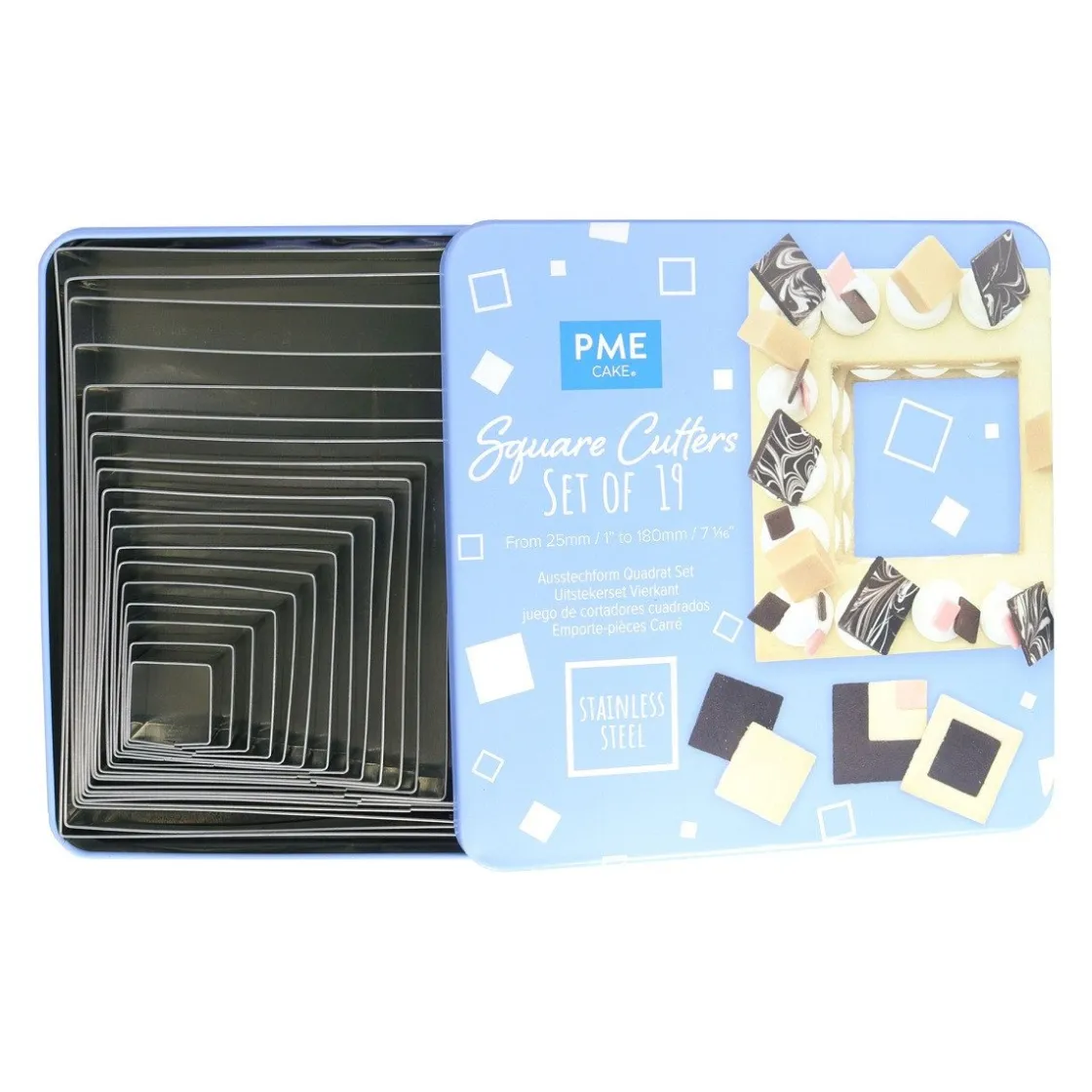 PME Uitstekers Vierkant Glad RVS 19-delig* Stekerdozen