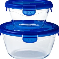 Pyrex Cook & Go Ovenschalen met Deksel Rond 0,7L/1,6L Set/2* Pannen En Schalen