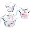 Pyrex Maatbekers Glas (0,25L/0,5L/1L) Set/3* Maatbekers En Emmers