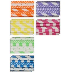 Overig Rietjes Gekleurd Papier 19cm 100st.* Ijs En Dessert Verpakkingen