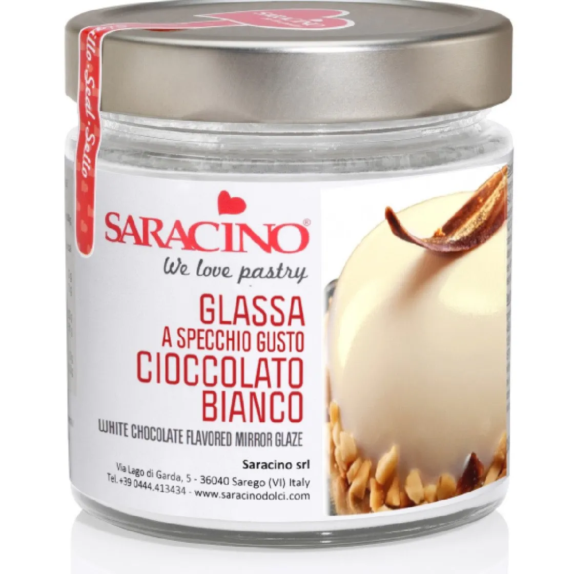 Saracino Mirror Glaze Witte Chocolade 350g* Afdekgelei