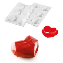 Silikomart Siliconen Bakvorm Hart Origami (6x) 7,4x8,4x3,5cm* Ijs En Dessert Vormen|Bakvormen Siliconen