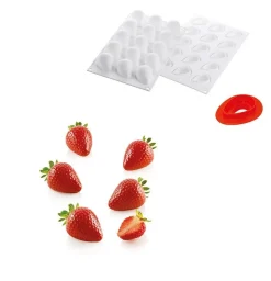 Silikomart Siliconen Bakvorm Aardbei (15x) 4,8cm +cutter* Ijs En Dessert Vormen|Bakvormen Siliconen