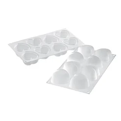 Silikomart Siliconen Bakvorm Hart (8x) 6,3x6,5x3,9cm+cutter* Ijs En Dessert Vormen|Bakvormen Siliconen