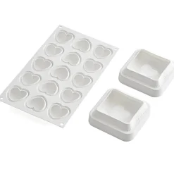 Silikomart Siliconen Kit Hartjes (15) 4,5x4,4cm / 10x10cm* Bakvormen Siliconen|Ijs En Dessert Vormen