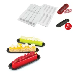 Silikomart Siliconen Vorm Eclair 13x2,5x2,5cm (10)* Ijs En Dessert Vormen|Bakvormen Siliconen