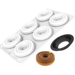 Silikomart Siliconenvorm & Taartring Set Tornado Ø8cm*** Bakvormen Siliconen|Ijs En Dessert Vormen