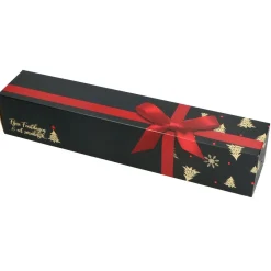 Overig Staafkoker 32x6x6cm. Zwart met Strik (Kerst)*** Taartdozen
