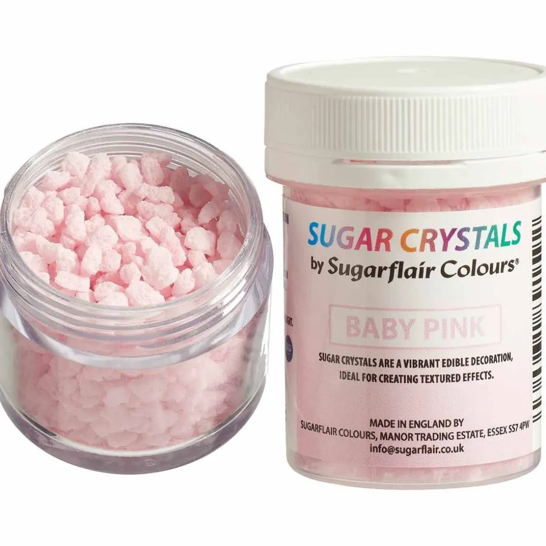 Sugarflair Suikerkristallen Baby Roze 40g* Eetbare Strooisels