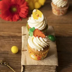 Decora Suikertie Wortel en Ei 6st. 5cm*** Figuur Decoraties