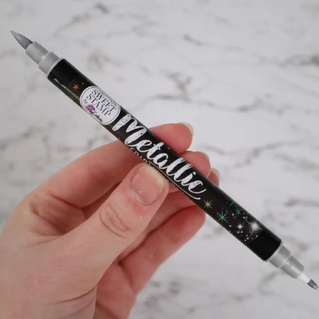 Sweet Stamp Stift Eetbare Inkt Dubbelzijdig Metallic Grijs* Eetbaar Schrijven