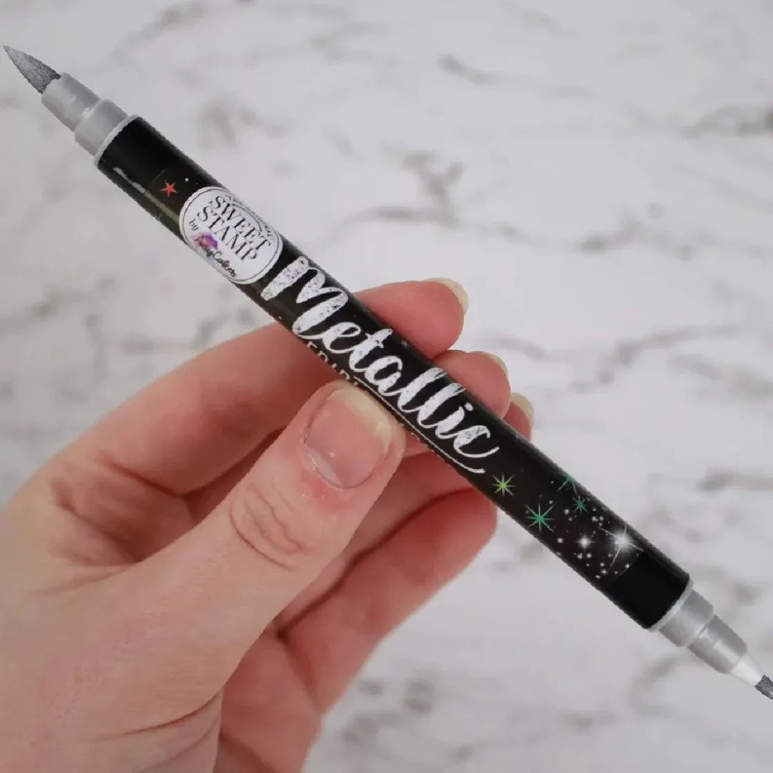 Sweet Stamp Stift Eetbare Inkt Dubbelzijdig Metallic Zilver* Eetbaar Schrijven
