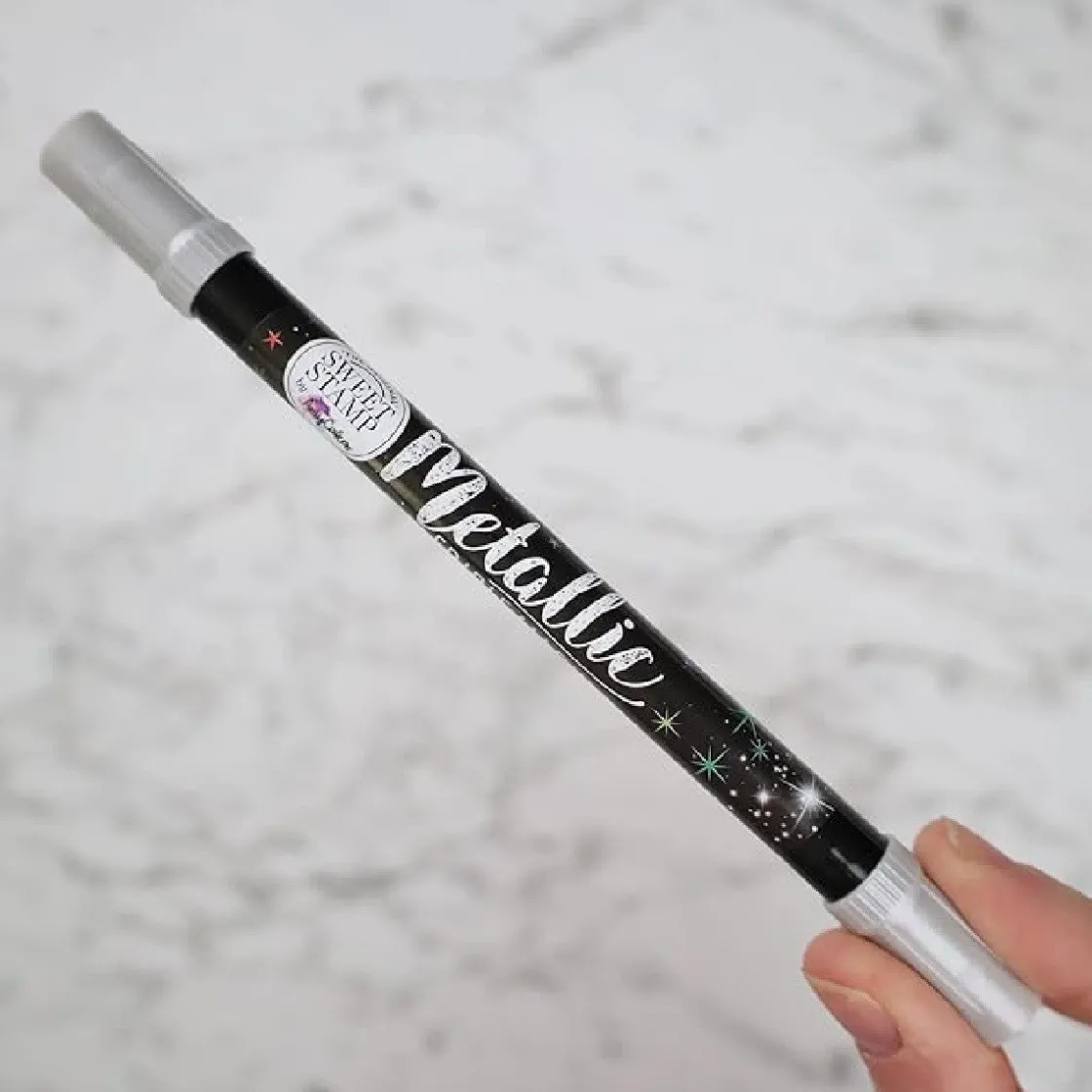 Sweet Stamp Stift Eetbare Inkt Dubbelzijdig Metallic Zilver* Eetbaar Schrijven