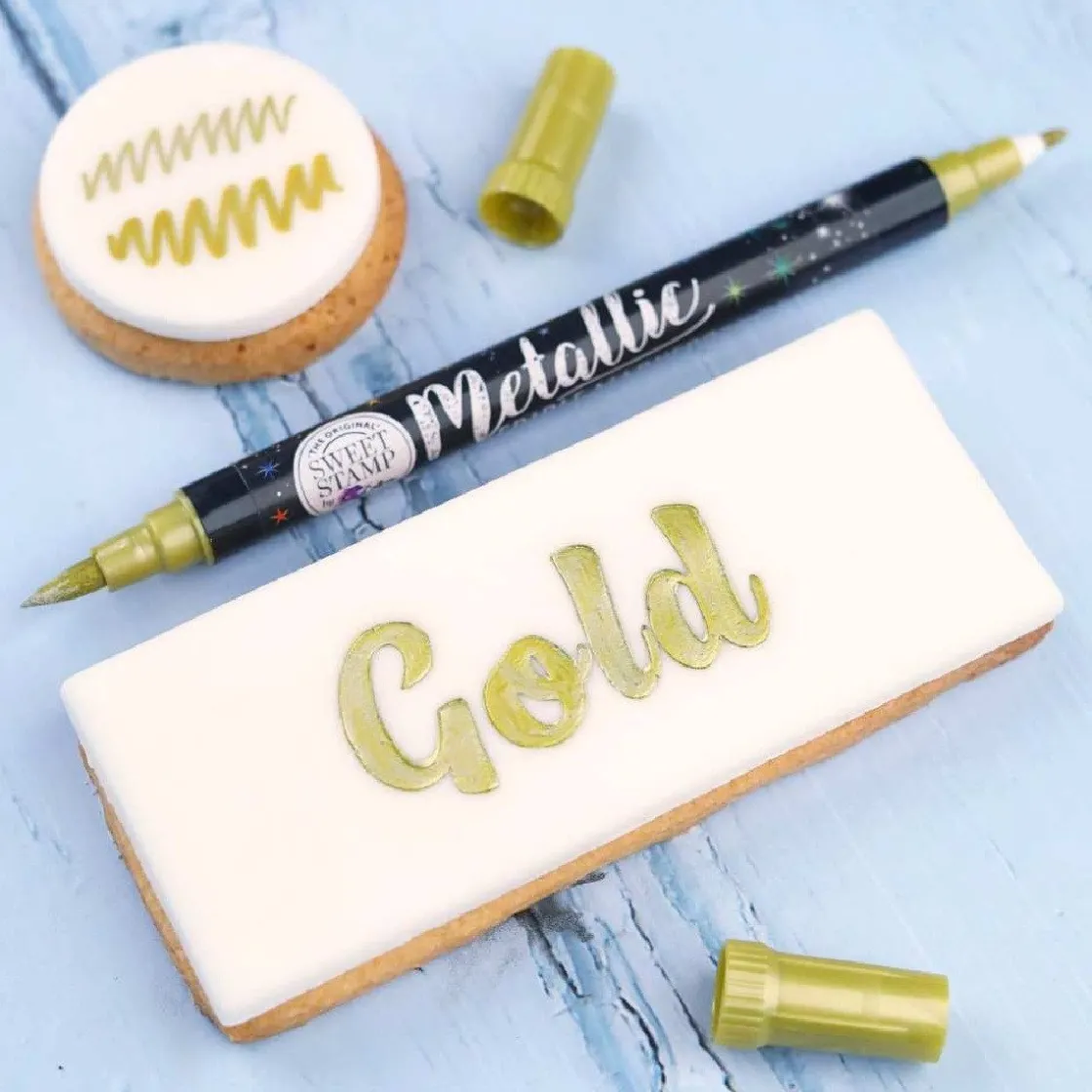 Sweet Stamp Stift Eetbare Inkt Dubbelzijdig Metallic Goud* Eetbaar Schrijven