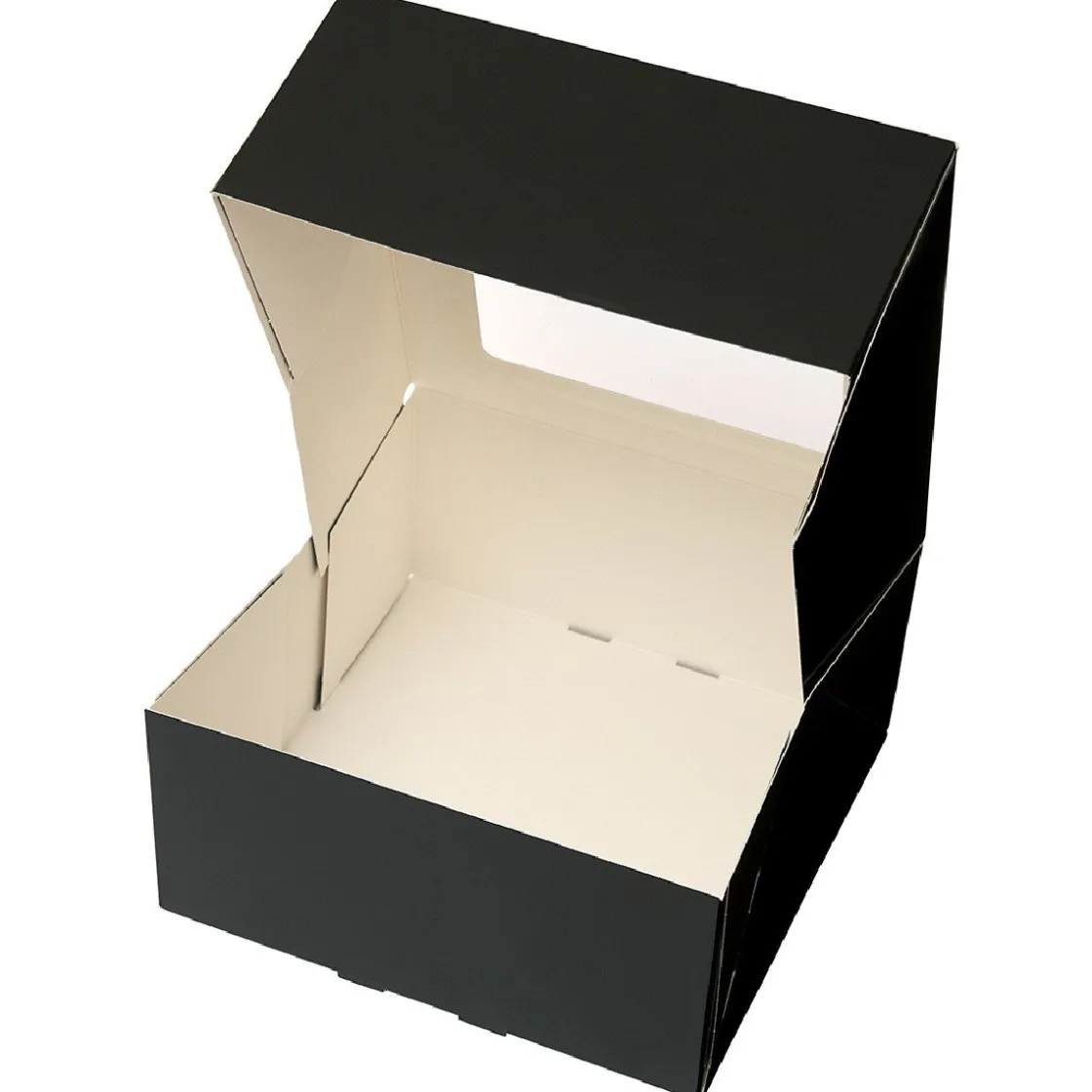 BrandNewCake Taartdoos met venster 19x19x9cm. Zwart 50st* Taartdozen