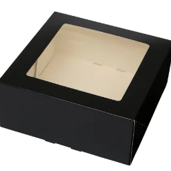 BrandNewCake Taartdoos met venster 21x21x9cm. Zwart 50st* Taartdozen