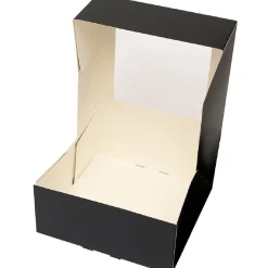 BrandNewCake Taartdoos met venster 21x21x9cm. Zwart 50st* Taartdozen