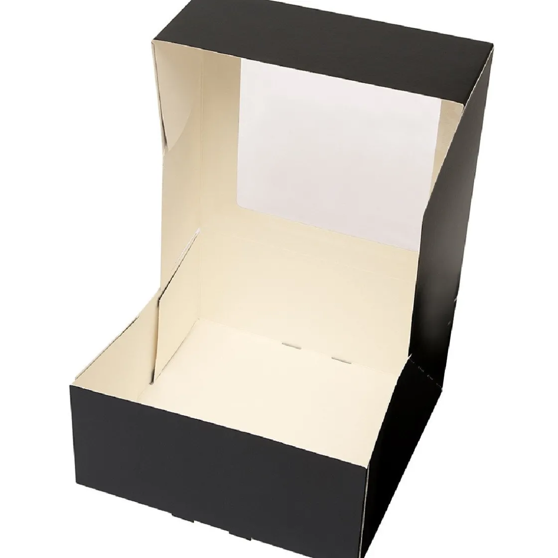 BrandNewCake Taartdoos met venster 21x21x9cm. Zwart 3st* Taartdozen