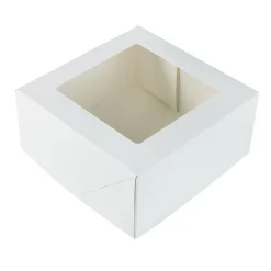 BrandNewCake Taartdoos met venster 19x19x9cm. Wit 50st* Taartdozen