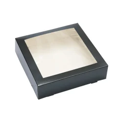Overig Taartdoos met venster 19x19x5cm Zwart*** Taartdozen