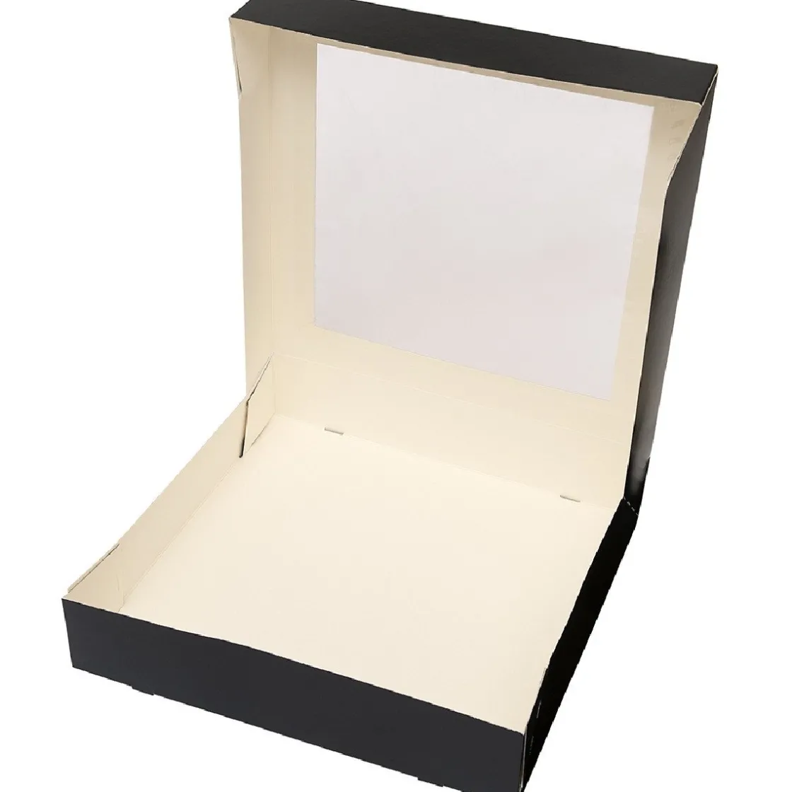 BrandNewCake Taartdoos met venster 30x30x6cm. Zwart 50st* Taartdozen