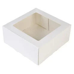 BrandNewCake Taartdoos met venster 21x21x9cm. Wit 50st* Taartdozen