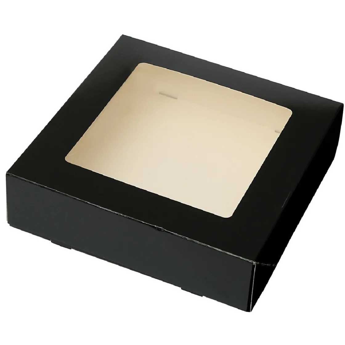 BrandNewCake Taartdoos met venster 19x19x5cm. Zwart 50st* Taartdozen