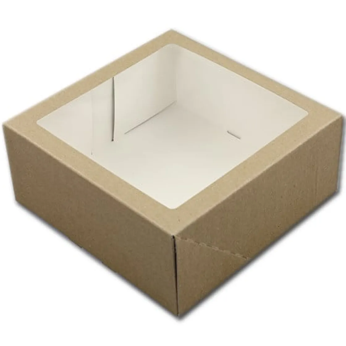 BrandNewCake Taartdoos met venster 21x21x9cm. Kraft 50st* Taartdozen