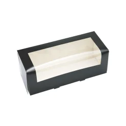 Overig Taartdoos Slof met venster 25x10x9cm Zwart*** Taartdozen