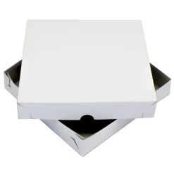 Overig Taartdoos Zwanenhals Laag Model 25x25x4,5cm. Wit 100st* Taartdozen