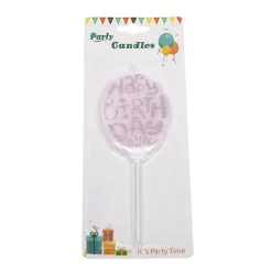 Overig Taartkaarsje Happy Birthday Roze Glitter*** Kaarsjes En Vuurwerk