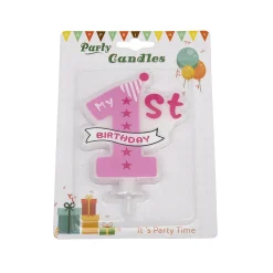 Overig Taartkaarsje Roze 1ste Verjaardag*** Kaarsjes En Vuurwerk