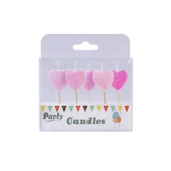 Overig Taartkaarsjes Hartjes Glitter 5st.* Kaarsjes En Vuurwerk