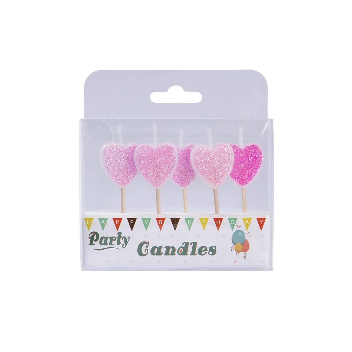 Overig Taartkaarsjes Hartjes Glitter 5st.* Kaarsjes En Vuurwerk