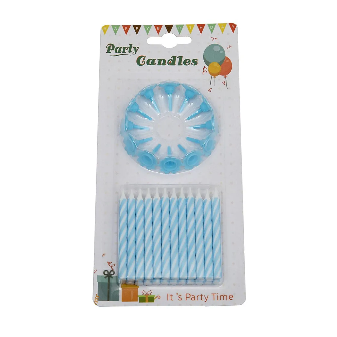 Overig Taartkaarsjes met houders Blauw 24st*** Kaarsjes En Vuurwerk