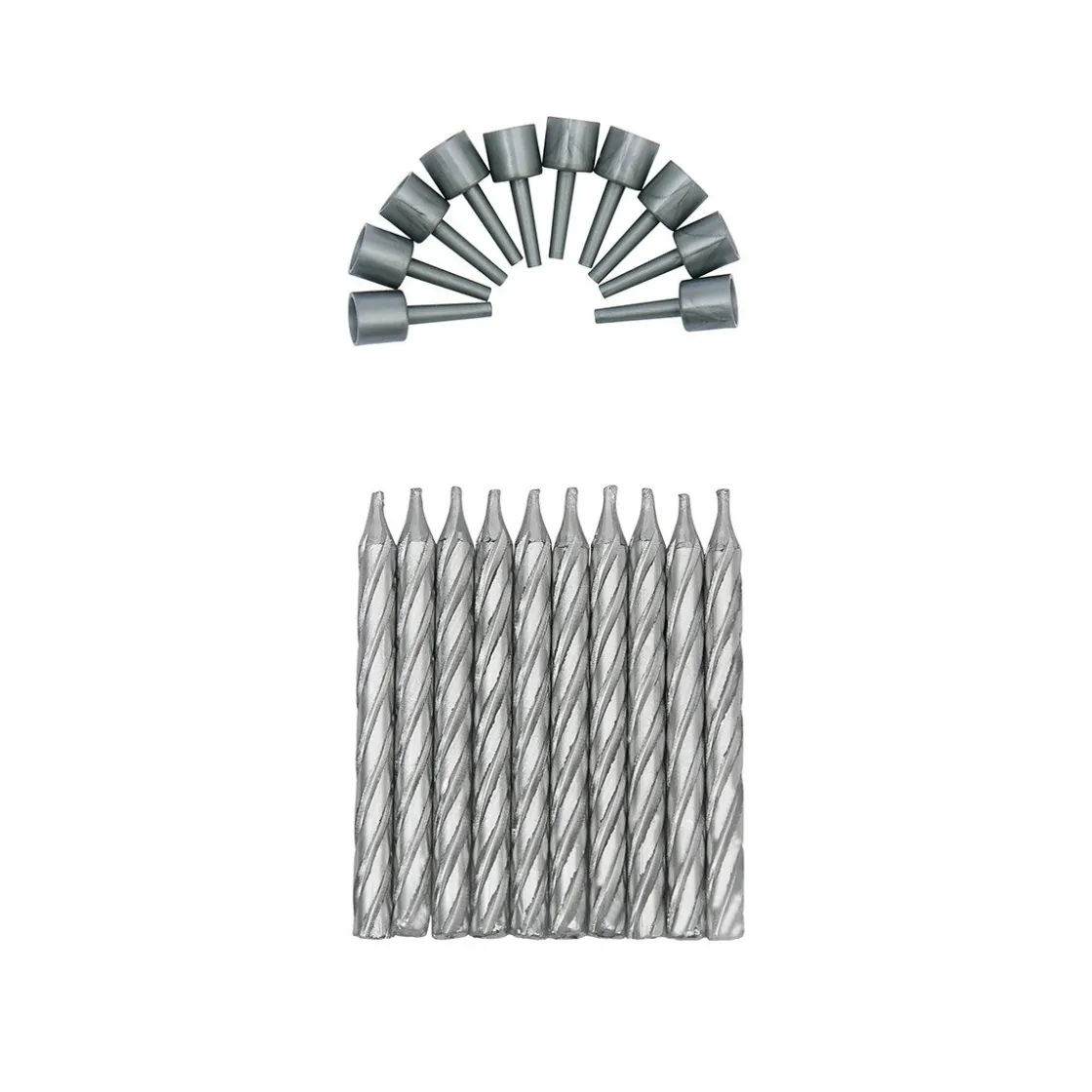 Overig Taartkaarsjes met houders Zilver 10st*** Kaarsjes En Vuurwerk