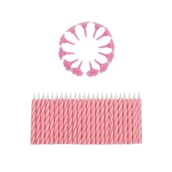 Overig Taartkaarsjes met houders Roze 24st* Kaarsjes En Vuurwerk