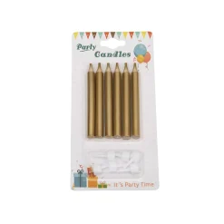 Overig Taartkaarsjes met houders Goud 6st.* Kaarsjes En Vuurwerk