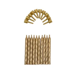 Overig Taartkaarsjes met houders Goud 10st* Kaarsjes En Vuurwerk