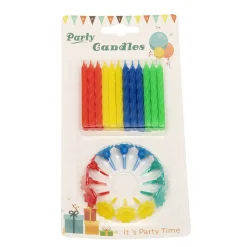 BrandNewCake Taartkaarsjes Multi 24st + 12 houders* Kaarsjes En Vuurwerk