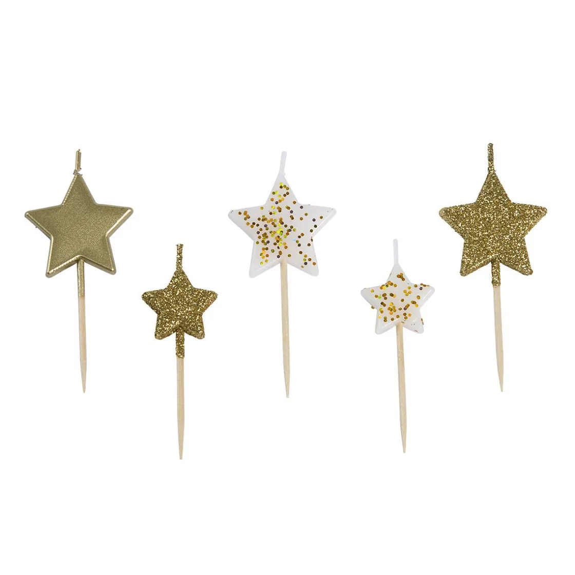 Overig Taartkaarsjes Sterren Goud 5st* Kaarsjes En Vuurwerk